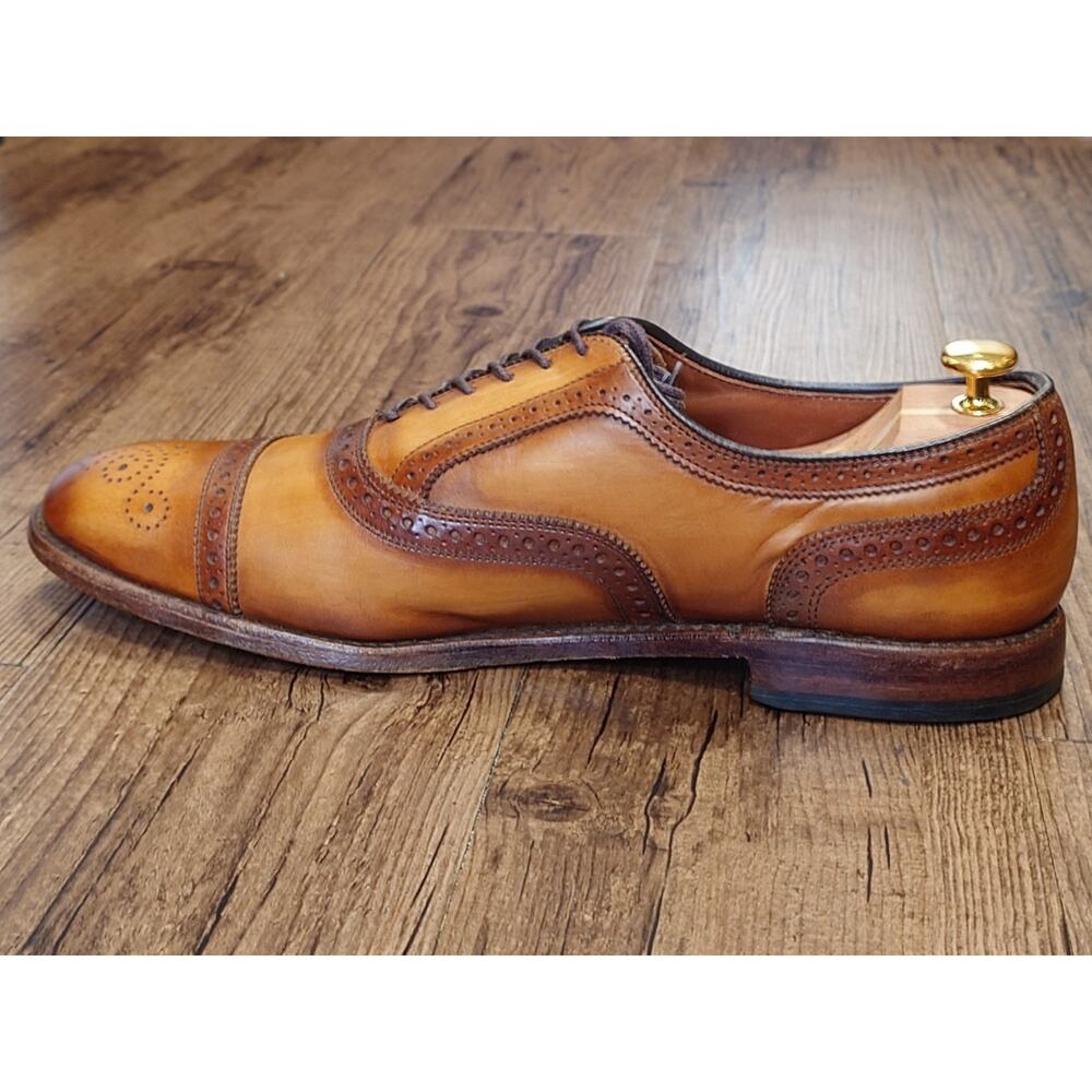 Allen Edmonds Strand 13D Light Brown Patina Burnished Oxford Dress Shoes - Picture 7 of 12